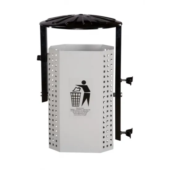 Cos stradal pentru gunoi, Gri, Metal, 35 L Cos stradal pentru gunoi, Gri, Metal, 35 L