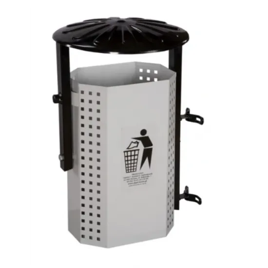 Cos stradal pentru gunoi, Gri, Metal, 35 L Cos stradal pentru gunoi, Gri, Metal, 35 L