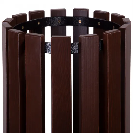 Cos stradal pentru gunoi, Maro, Metal si Lemn,  35 L