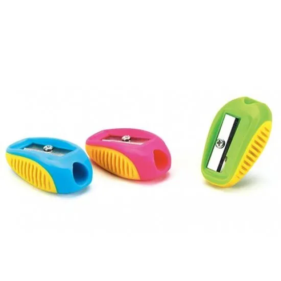 Ascuțitoare simpla cu forme rotunjite si grip,multicolore. Ascuțitoare simpla cu forme rotunjite si grip,multicolore.