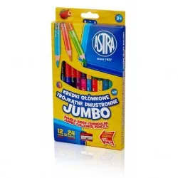 Creioane colorate triunghiulare, cu doua capete, 24 culori, 12buc/set+ascutitoare, ASTRA Creioane colorate triunghiulare, cu doua capete, 24 culori, 12buc/set+ascutitoare, ASTRA