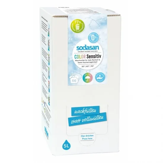 Detergent ecologic lichid pentru rufe albe si colorate sensitiv 5L SODASAN