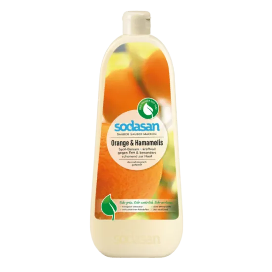 Detergent vase lichid cu balsam bio portocala 1L Sodasan