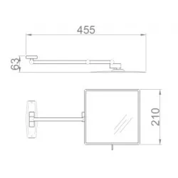 Oglinda patrata cosmetica, brat extensibil, montare pe perete, 210 x 455 mm Oglinda patrata cosmetica, brat extensibil, montare pe perete, 210 x 455 mm