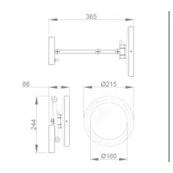 Oglinda rotunda cosmetica reversibila, brat extensibil si iluminare Led, montare pe perete, 244 x 215 mm Oglinda rotunda cosmetica reversibila, brat extensibil si iluminare Led, montare pe perete, 244 x 215 mm