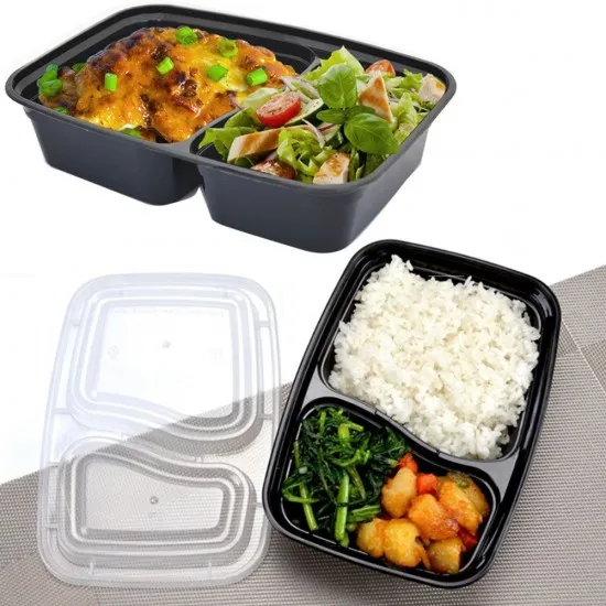 Caserole meniu cu 2 compartimente, 50 buc/set (capac inclus) Caserole meniu cu 2 compartimente, 50 buc/set (capac inclus)