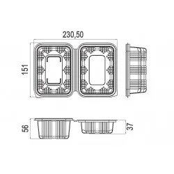 Caserole cu capac inalt, 500 gr, 100 buc/set Caserole cu capac inalt, 500 gr, 100 buc/set