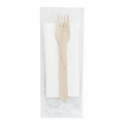 Set 100 bucati, Furculita Lemn si Servetel Set 100 bucati, Furculita Lemn si Servetel
