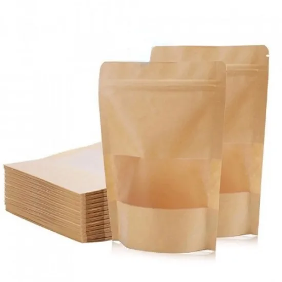 Pungi stand-up cu fereastra si fermoar NATUR - 20x30cm - 100 buc. Pungi stand-up cu fereastra si fermoar NATUR - 20x30cm - 100 buc.