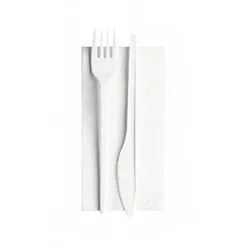 Set BIO CPLA Furculita + Cutit + Servetel - 1000 buc/bax, 100 buc/set Set BIO CPLA Furculita + Cutit + Servetel - 1000 buc/bax, 100 buc/set