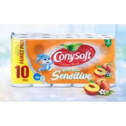 Hartie igienica Conysoft, 10 role pe set, 2 straturi, Piersica sau Musetel Hartie igienica Conysoft, 10 role pe set, 2 straturi, Piersica sau Musetel