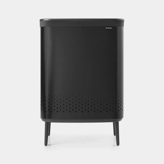 Cos rufe Bo Laundry Bin Hi, 2 x 45L, Capac plastic - negru mat