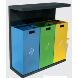 Set 3 cosuri gunoi colectare selectiva, Metal, 159 L