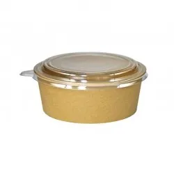 Caserola salata din carton KRAFT, capac transparent, 1100 cc