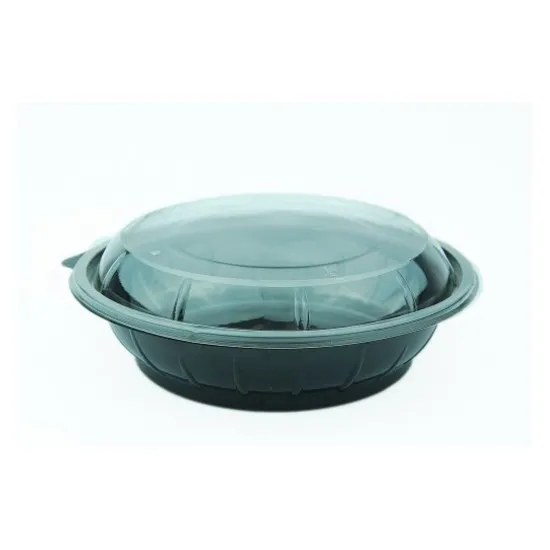 Caserola salata rotunda neagra, din PET, capac transparent, 1000 cc, 50 buc/set Caserola salata rotunda neagra, din PET, capac transparent, 1000 cc, 50 buc/set