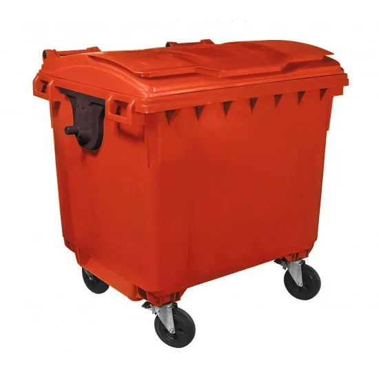 Container HDPE CLF 1100L cu capac plat rosu - Transportul nu este inclus Container HDPE CLF 1100L cu capac plat rosu - Transportul nu este inclus