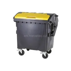 Eurocontainer din plastic, 1100L, negru, capac in capac galben SULO - Transport Inclus Eurocontainer din plastic, 1100L, negru, capac in capac galben SULO - Transport Inclus