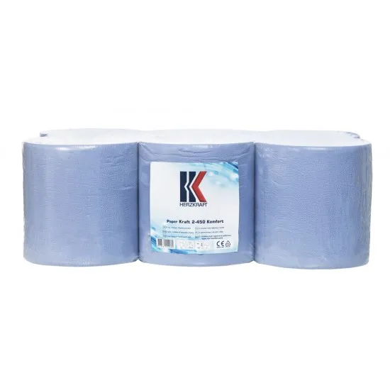 Rola hartie portionata, 6 role x 450, 2 straturi, albastra, Herzkraft, pret pe set Rola hartie portionata, 6 role x 450, 2 straturi, albastra, Herzkraft, pret pe set