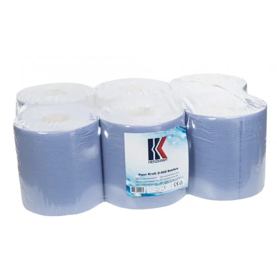 Rola hartie portionata, 6 role x 450, 2 straturi, albastra, Herzkraft, pret pe set Rola hartie portionata, 6 role x 450, 2 straturi, albastra, Herzkraft, pret pe set