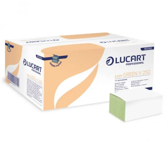 Prosoape de hartie verzi, V fold Lucart 21.5X25 cm, 1 strat, 250 buc/pachet Prosoape de hartie verzi, V fold Lucart 21.5X25 cm, 1 strat, 250 buc/pachet