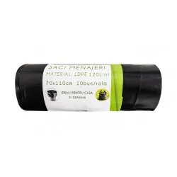 Saci menajeri 120L, 10 buc/rola, negri, super rezistenti Saci menajeri 120L, 10 buc/rola, negri, super rezistenti