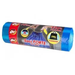 Saci menaj OTI FORTE cu snur 120L, albastru, 10 buc./rola