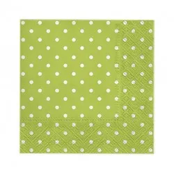 Servetele de masa 33x33cm, model verde cu buline - 3 straturi Servetele de masa 33x33cm, model verde cu buline - 3 straturi