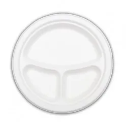 Farfurie Rotunda 26 cm cu 3 Compartimente Unica Folosinta Biodegradabila & Compostabila (50 buc) Farfurie Rotunda 26 cm cu 3 Compartimente Unica Folosinta Biodegradabila & Compostabila (50 buc)