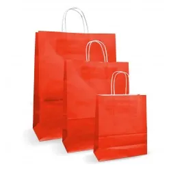 Set 100 bucati, Pungi albe colorate rosii, 16x8x21cm Set 100 bucati, Pungi albe colorate rosii, 16x8x21cm