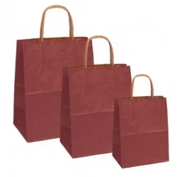 Set 100 bucati, Pungi natur, colorate bordo la exterior, 16x8x21 cm