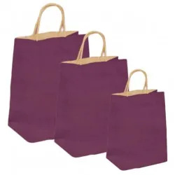 Set 100 bucati, Pungi natur, colorate mov la exterior, 25x9x30cm Set 100 bucati, Pungi natur, colorate mov la exterior, 25x9x30cm