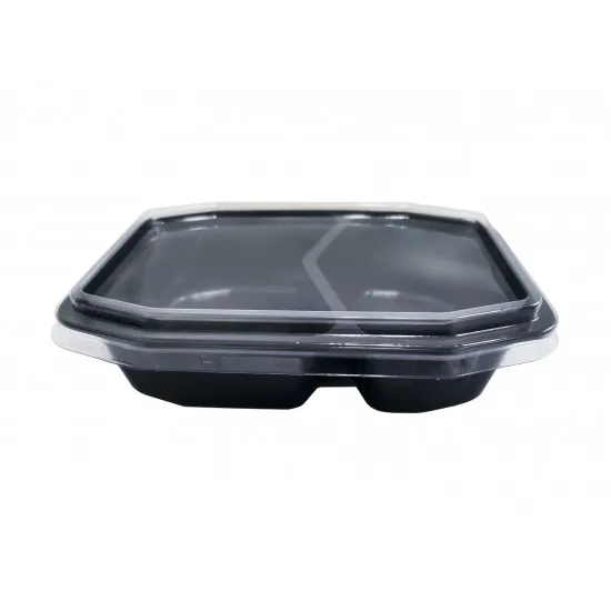 Caserole meniu cu 2 compartimente, 50 buc/set (capac inclus) Caserole meniu cu 2 compartimente, 50 buc/set (capac inclus)