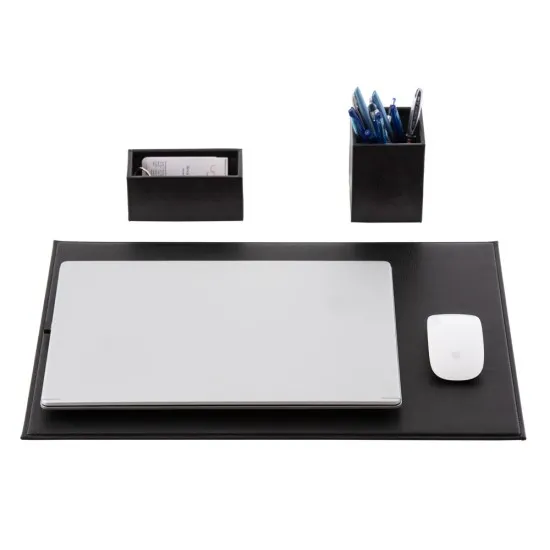 Set 3 piese Smart piele naturala, mapa protectie birou, suport pixuri, suport carti de vizita, Unika, negru Set 3 piese Smart piele naturala, mapa protectie birou, suport pixuri, suport carti de vizita, Unika, negru