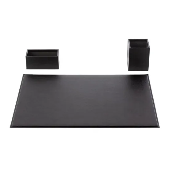 Set 3 piese Smart piele naturala, mapa protectie birou, suport pixuri, suport carti de vizita, Unika, negru Set 3 piese Smart piele naturala, mapa protectie birou, suport pixuri, suport carti de vizita, Unika, negru