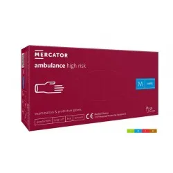Manusi lungi de examinare si protectie din latex, nepudrate, Ambulance High Risk 50 buc/ cutie, 295mm