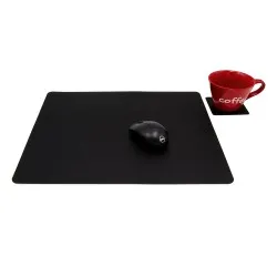 Set Mousepad si 1 suport pahar Office L, din piele, cu doua fete, pentru protectie birou, UNIKA negru Set Mousepad si 1 suport pahar Office L, din piele, cu doua fete, pentru protectie birou, UNIKA negru