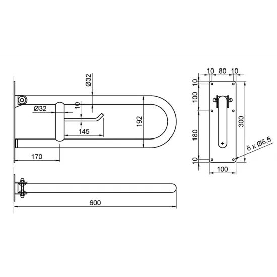 BARA PENTRU PERSOANE CU DIZABILITATI CU SUPORT HARTIE INOX SATINAT, NOFER