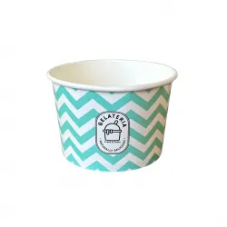 Cupe carton verzi model zig-zag inghetata, 8 oz, 50 buc/set Cupe carton verzi model zig-zag inghetata, 8 oz, 50 buc/set