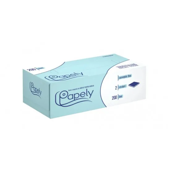 Servetele faciale cu 2 straturi, 200 bucati/cutie, Papely Servetele faciale cu 2 straturi, 200 bucati/cutie, Papely
