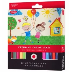 Creion color 12 culori maxi daco hexagonal cc512h Creion color 12 culori maxi daco hexagonal cc512h