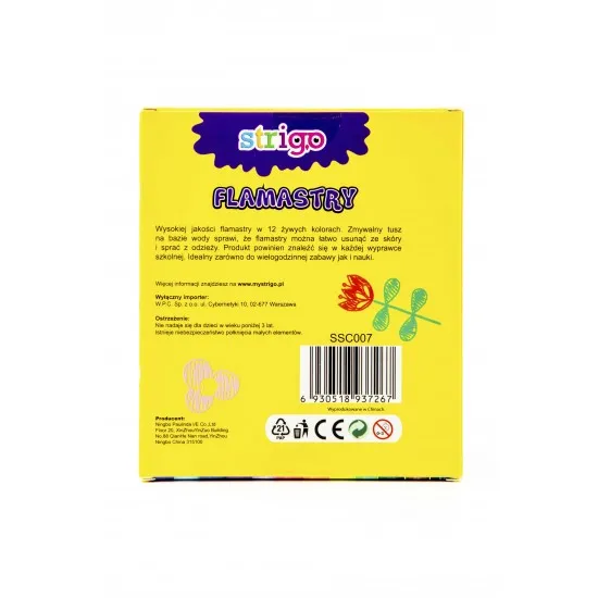 Carioci colorate Strigo 12 culori lavabile SSC007