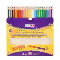 Creioane colorate duble, Strigo Jumbo, 24 bucati, 48 culori, triunghiulare, cu ascutitoare SSC356 Creioane colorate duble, Strigo Jumbo, 24 bucati, 48 culori, triunghiulare, cu ascutitoare SSC356