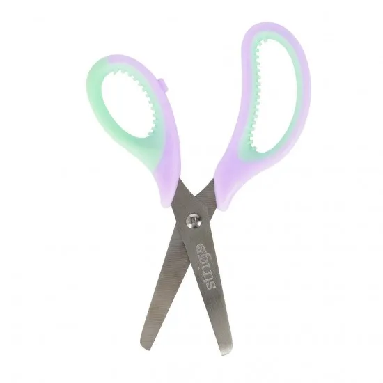 Foarfeca scolara Strigo, varf rotunjit, otel inoxidabil, grip cauciucat, albastru/gri, mov/menta, SSC370/371 D12 Foarfeca scolara Strigo, varf rotunjit, otel inoxidabil, grip cauciucat, albastru/gri, mov/menta, SSC370/371 D12