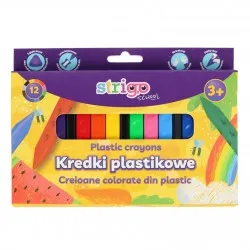 Creioane colorate Strigo triunghiulare, plastic, 12 culori SSC399