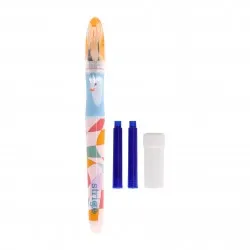 Stilou Strigo cerneala cu stergere + 2 rezerve + dispozitiv curatare, in blister, Retro SSC466