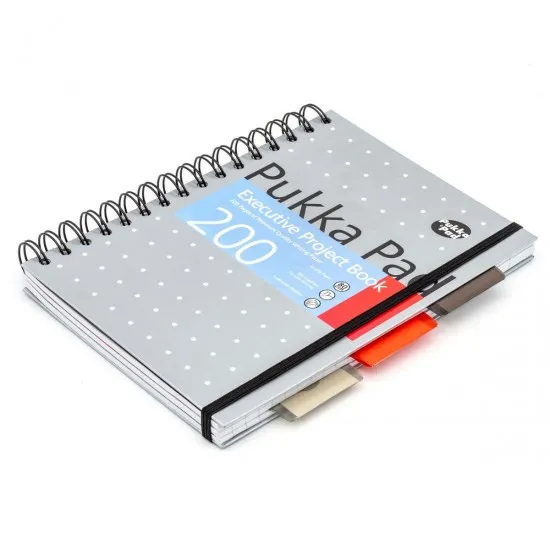 Caiet cu spirala si separatoare Pukka Pads A5 Executive Metallic Project Book, 200 pagini, albastru 6336-Met(4)