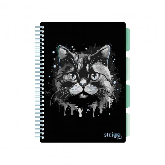 Caiet cu spirala si separatoare, STRIGO PADS Project Book PISICA, B5, Dictando, PADS095