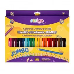Creioane colorate Strigo Jumbo, triunghiulare, cu ascutitoare, 24 culori SSC354
