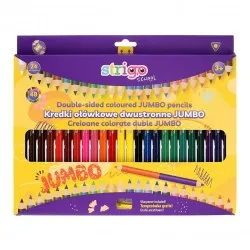 Creioane colorate duble, Strigo Jumbo, 24 bucati, 48 culori, triunghiulare, cu ascutitoare SSC356