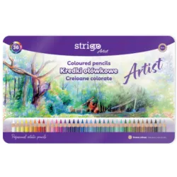 Creioane colorate Strigo, seria 'ARTIST', 36 culori, cutie metalica, lemn cedru SSC358 Creioane colorate Strigo, seria 'ARTIST', 36 culori, cutie metalica, lemn cedru SSC358